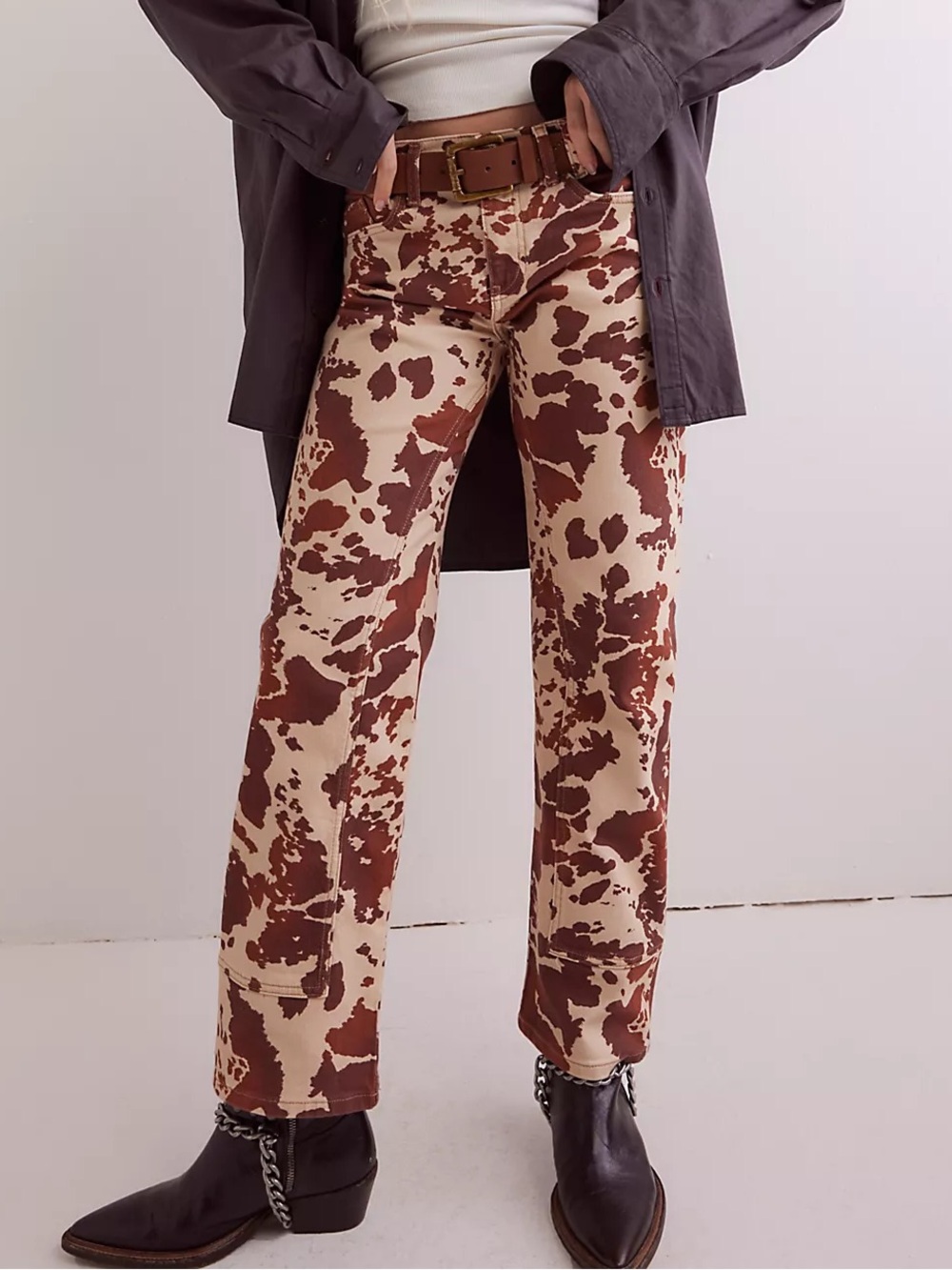 Free People Risk Taker Printed Wide Leg in Tea Combo Size 26 - Picture 1 of 16